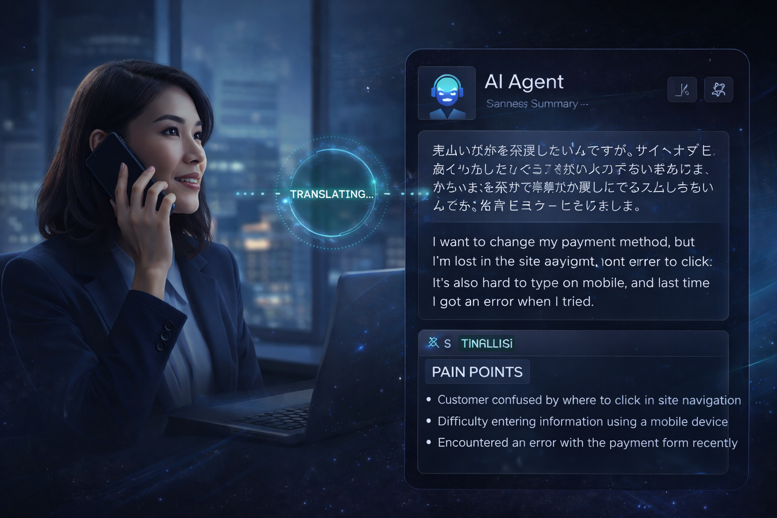 AI Agent providing real-time multilingual translation during patient calls